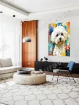 Colorful Abstract White Puppy Canvas Wall Art for Home Decor – вид 5