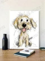 Cute Puppy Sketch Canvas Wall Art for Living Room Home Decor