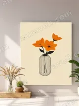 Orange Flowers in Minimalist Vase Canvas Wall Art for Living Room Home Decor – вид 4