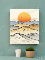Sunset Mountain Landscape Canvas Wall Art for Living Room Home Decor
