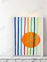 Abstract Color Stripes & Orange Circle Wall Art for Living Room Decor – view 3