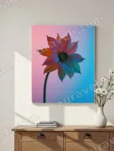 Colorful Gradient Floral Canvas Wall Art for Living Room Home Decor – view 2