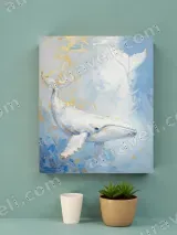 White Whale with Gold Accents Canvas Wall Art for Living Room Home Decor – вид 2