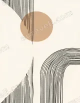 Abstract Geometric Line Circle Canvas Wall Art for Home and framed modern decor