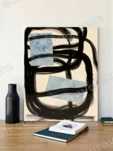 Abstract Cloud & Black Brushstrokes Canvas Wall Art for Home Decor