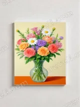 Colorful Floral Bouquet Vase Canvas Wall Art for Living Room Home Decor – view 2