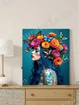 Bohemian Floral Butterfly Woman Canvas Wall Art for Home Decor – view 4
