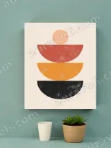 Mid - Century Modern Geometric Half - Circles Canvas Wall Art for Home Decor
