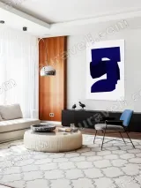 Abstract Navy Blue Geometric Wall Art for Living Room Decor – view 5