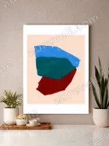 Abstract Blue Teal Red Color Block Canvas Wall Art for Home Decor – view 3