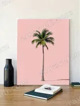 Single Palm Tree Pink Canvas Wall Art for Living Room Home Decor – вид 3