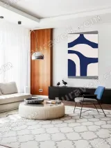 Abstract Navy Blue Curved Canvas Wall Art for Living Room Home Decor – view 5