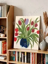 Tulips in Blue Vase Floral Canvas Wall Art for Home Decor – вид 5