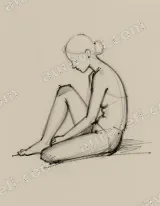 Seated Woman Sketch Canvas Wall Art for Living Room & Bedroom Decor wall art print