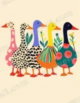 Whimsical Colorful Ducks Canvas Wall Art for Living Room Home Decor living room wall art for modern home decor
