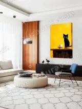 Black Cat & Coffee Cup Oil Painting Canvas Wall Art for Home Decor – view 5
