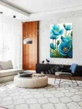 Blue Poppy Floral Canvas Wall Art for Living Room Bedroom Home Decor – view 4