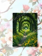 Scenic Tree Tunnel & Yellow Flower Path Canvas Wall Art for Home Decor – вид 2