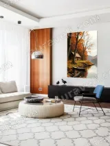 Autumn Lake Cabin Boat Canvas Wall Art for Living Room Bedroom Home Decor – view 5