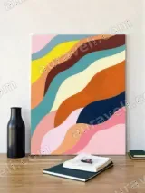 Abstract Color Block Wavy Canvas Wall Art for Living Room Bedroom Decor – вид 2
