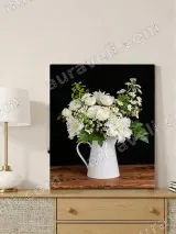 White Floral Bouquet in Pitcher Canvas Wall Art for Living Room Bedroom Home Decor – вид 3