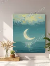 Dreamy Moon & Ocean Night Canvas Wall Art for Bedroom Living Room Decor – view 4
