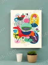 Playful Polka Dot Animal & Character Canvas Wall Art for Home Decor