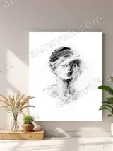 Sketch Style Portrait Canvas Wall Art for Living Room Home Decor – view 4