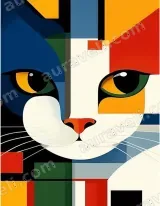 Abstract Geometric Cat Canvas Wall Art for Living Room Decor wall art print