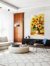 Sunflower & Daisy Bouquet Canvas Wall Art for Living Room Home Decor – view 4
