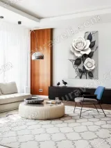 White Rose Black Leaf Crackled Canvas Wall Art for Living Room Bedroom Home Decor – view 5