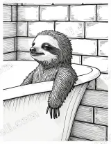 Sloth in Bathtub Line Art Wall Art for Bathroom Home Decor wall art print