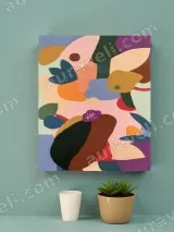 Colorful Abstract Floral Canvas Wall Art for Living Room Bedroom Decor – view 3