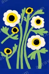 Floral Canvas Wall Art with White Yellow Flowers for framed modern home decor