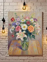 Colorful Floral Bouquet Canvas Wall Art for Living Room Home Decor