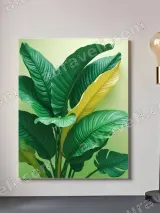 Tropical Green & Yellow Leaves Canvas Wall Art for Living Room Bedroom Home Decor – вид 2