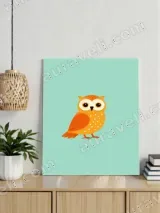 Cute Cartoon Orange Owl Canvas Wall Art for Living Room Home Decor – view 2