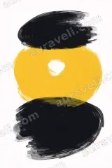 Abstract Black Yellow Brush Canvas Wall Art for Living framed modern home decor