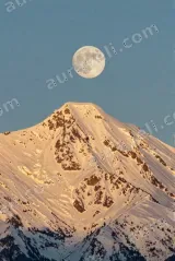 Sunlit Snowy Mountain & Full Moon Canvas Wall Art for Home Decor wall art print