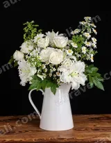 White Floral Bouquet in Pitcher Canvas Wall Art for Living Room Bedroom Home Decor wall art print