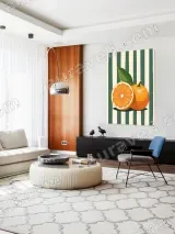 Sliced & Whole Orange Canvas Wall Art with Green Stripes for Home Decor – вид 5