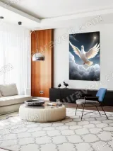 White Dove Flying in Sky Clouds Canvas Wall Art for Home Decor – вид 5