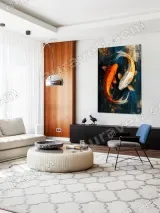 Colorful Koi Fish Canvas Wall Art for Living Room Bedroom Decor – вид 5