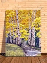 Autumn Aspen Forest Pathway Canvas Wall Art for Living Room Home Decor – view 2