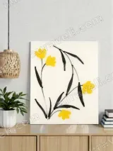 Minimalist Yellow Floral Canvas Wall Art for Home Decor – view 2