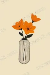 Orange Flowers in Minimalist Vase Canvas Wall Art for Living Room Home Decor wall art print