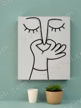 Minimalist Hand & Face Line Art Canvas Wall Art for Living Room Home Decor – view 3