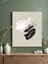 Abstract Black & White Brushstroke Canvas Wall Art for Living Room Home Decor