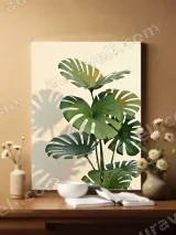 Monstera Leaf Canvas Wall Art for Living & Bedroom Home Decor – view 2