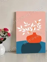 Minimalist Red Vase with White Leaves Canvas Wall Art for Home Decor – view 2